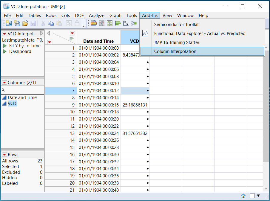 Column Interpolation AddIn JMP User Community