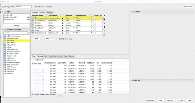 Select Top N from database using JMP Query Builder