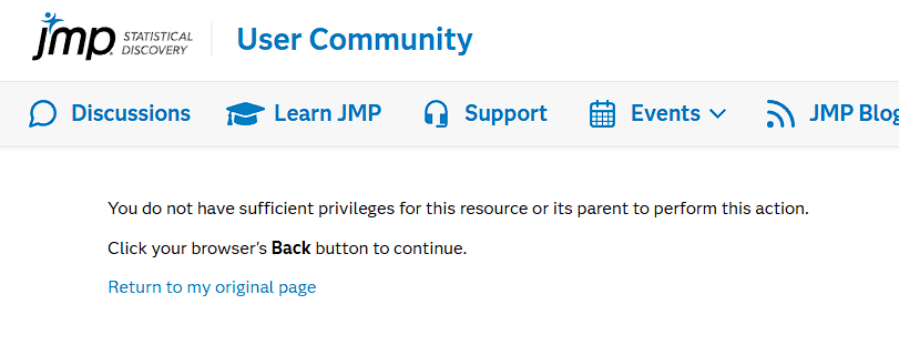 Access to JMP User Community Add-ins section - Insufficient privileges ...