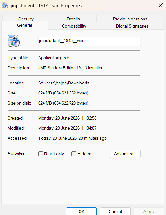 I could see that this is a installer, I have launched it multiple times now from where I can launch the JMP Student Edition.