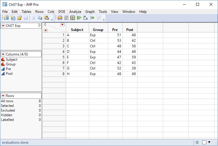 Figure 1: Example Data Table in Wide Format