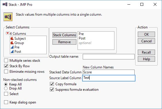 Figure 2: The Stack Dialog