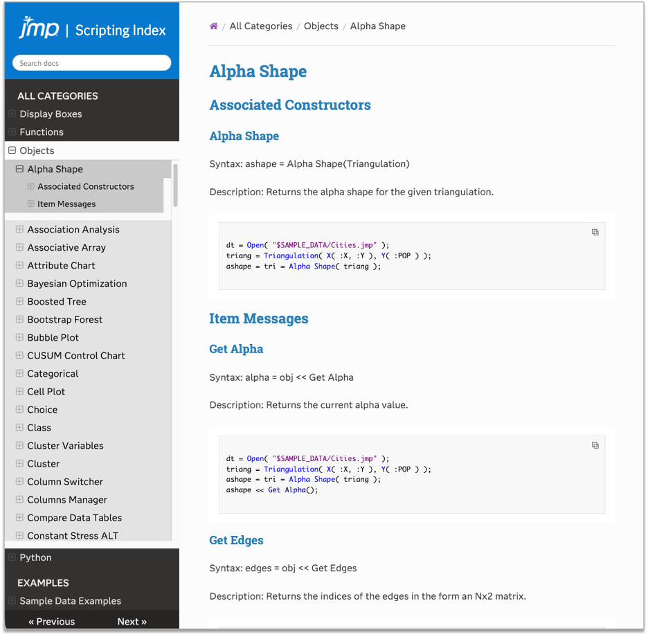 JMP Scripting Index