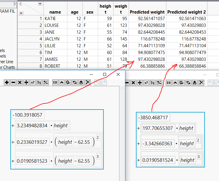Centered and uncentered formulas