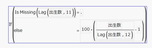 図5: 出生数に対する前年同月比の計算式