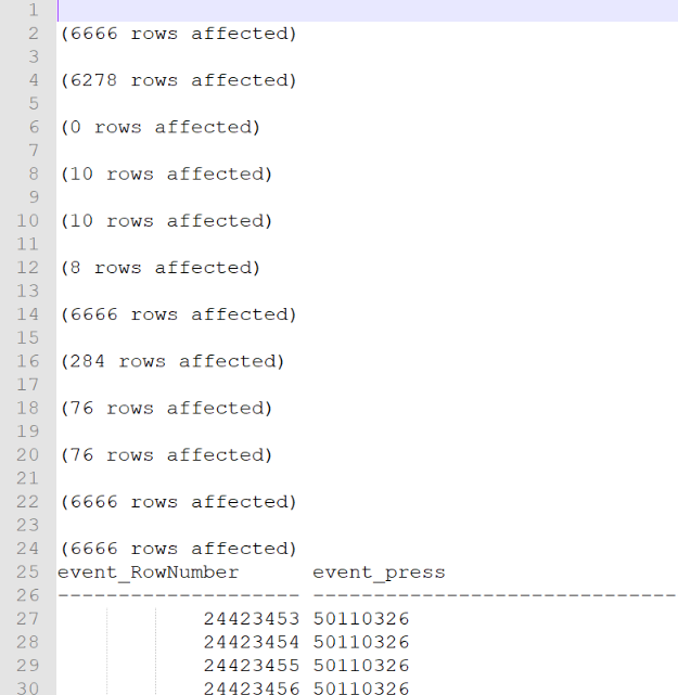 SQL output