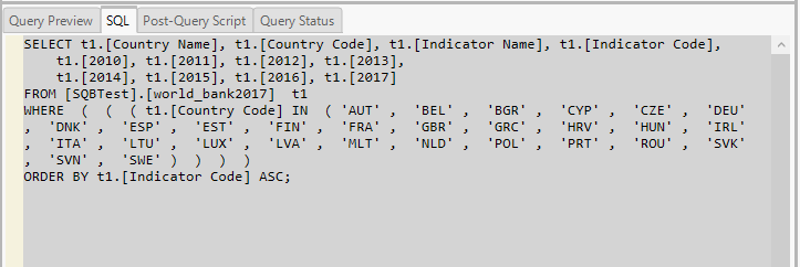 Generated SQL