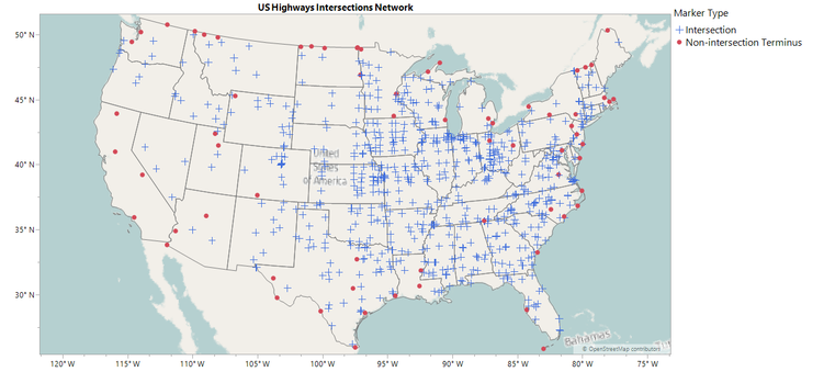 Figure 3: The highway intersection network visualized