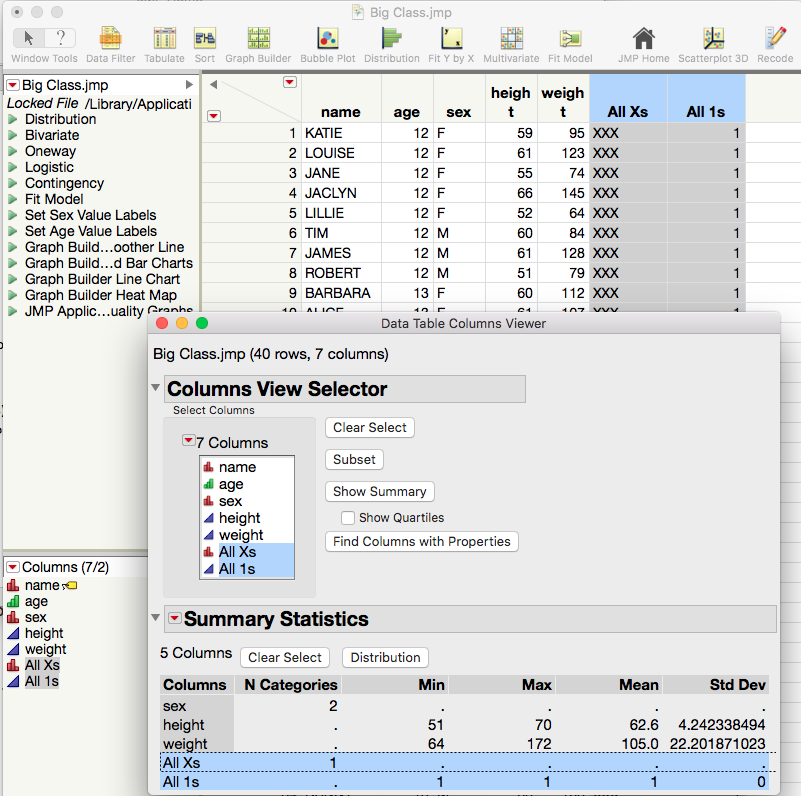 How To Select Columns With Same Values Jmp User Community 2997