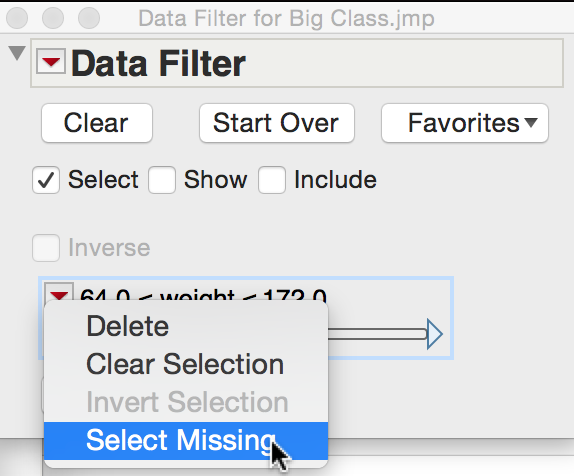 Data Filter to select missing - JMP User Community