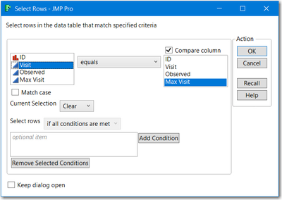 Solved Create a subset by ID based on column maximum value JMP