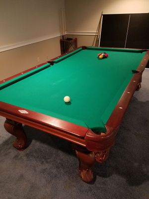My pool table set for 9-ball