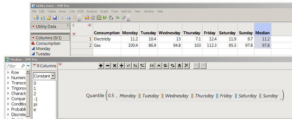 column formula using Quantile to get Median