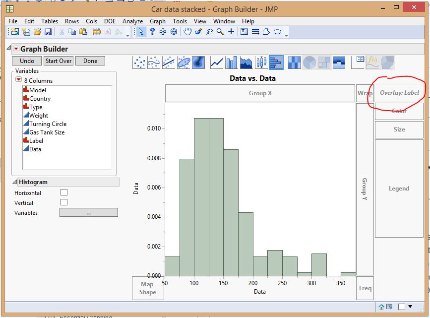 How to overlay histograms in JMP