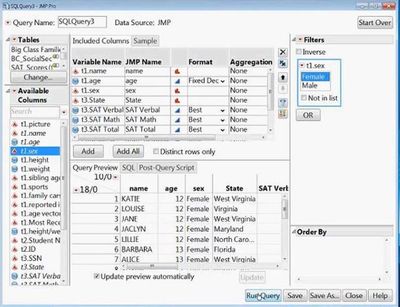 JMP lets you interactively filter and select specific values to import into the joined table.