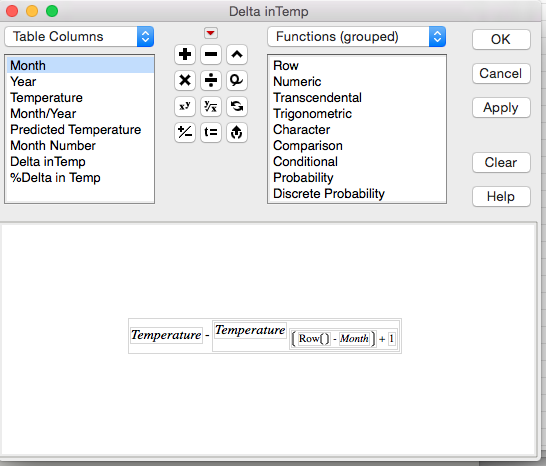 How to make a formula (Delta / %Delta) in JMP - JMP User Community