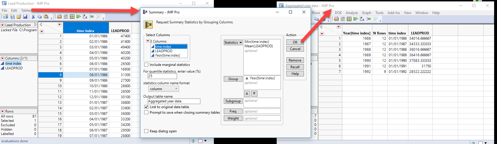 Statistics For Time Aggregated Results In Jmp Jmp User Community