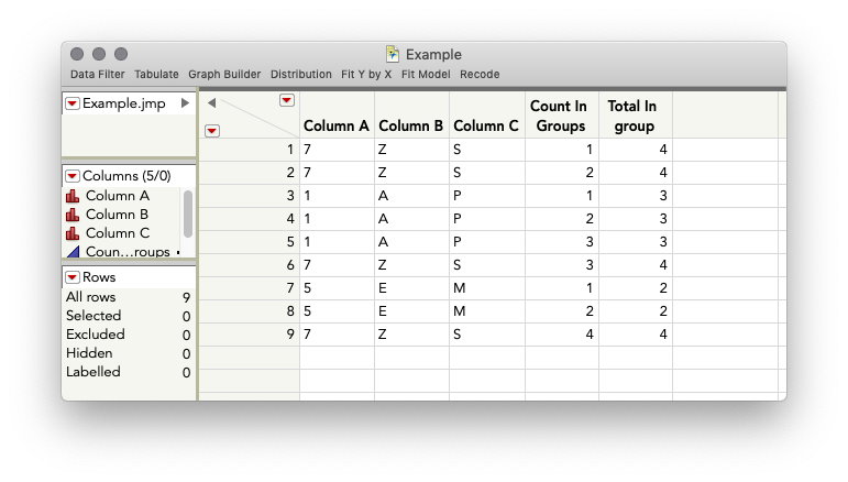 Solved Counting rows based on multi condition match JMP User