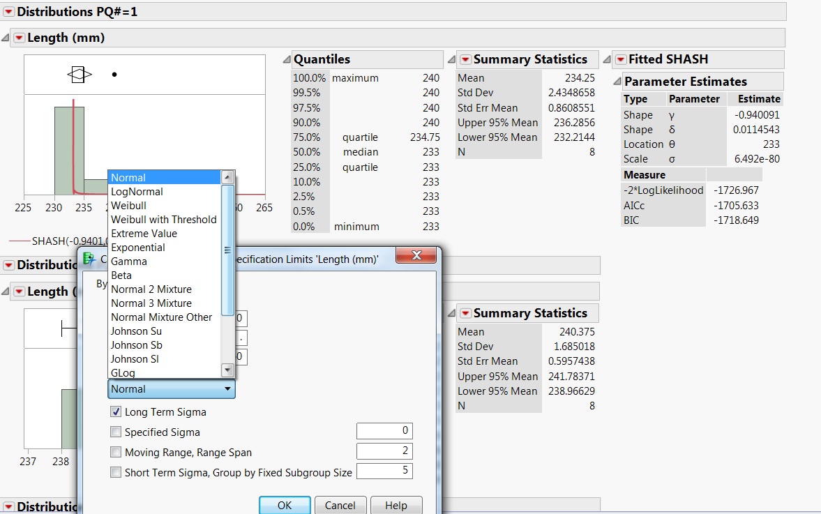 How to do the Capability analysis with SHASH distribution model? - JMP ...
