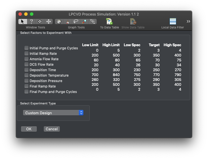 Simulator DOE.png ENBIS Simulator DOE Interface