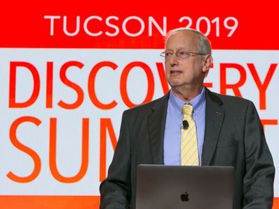 John Sall, chief architect of JMP, unveils the newest version of the software at Discovery Summit Tucson 2019.