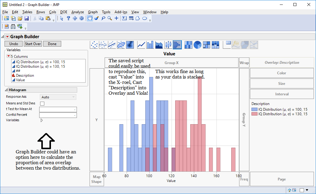 How to overlay histograms in JMP