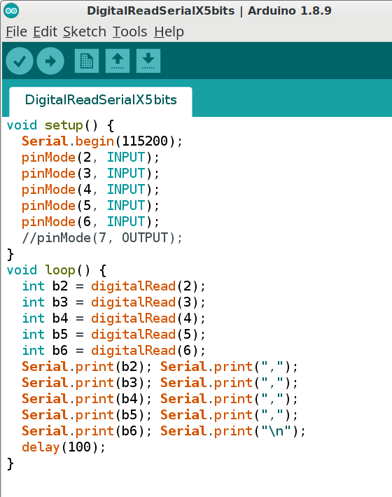 Arduino IDE showing code to read sensors and send to JMP