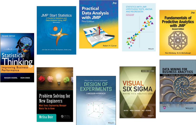 A selection of books integrating JMP