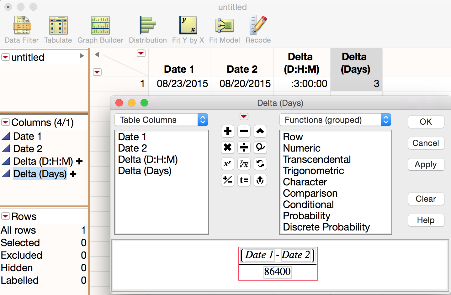 Solved How Do You Calculate Number Of Days Between Two Dates Jmp User Community