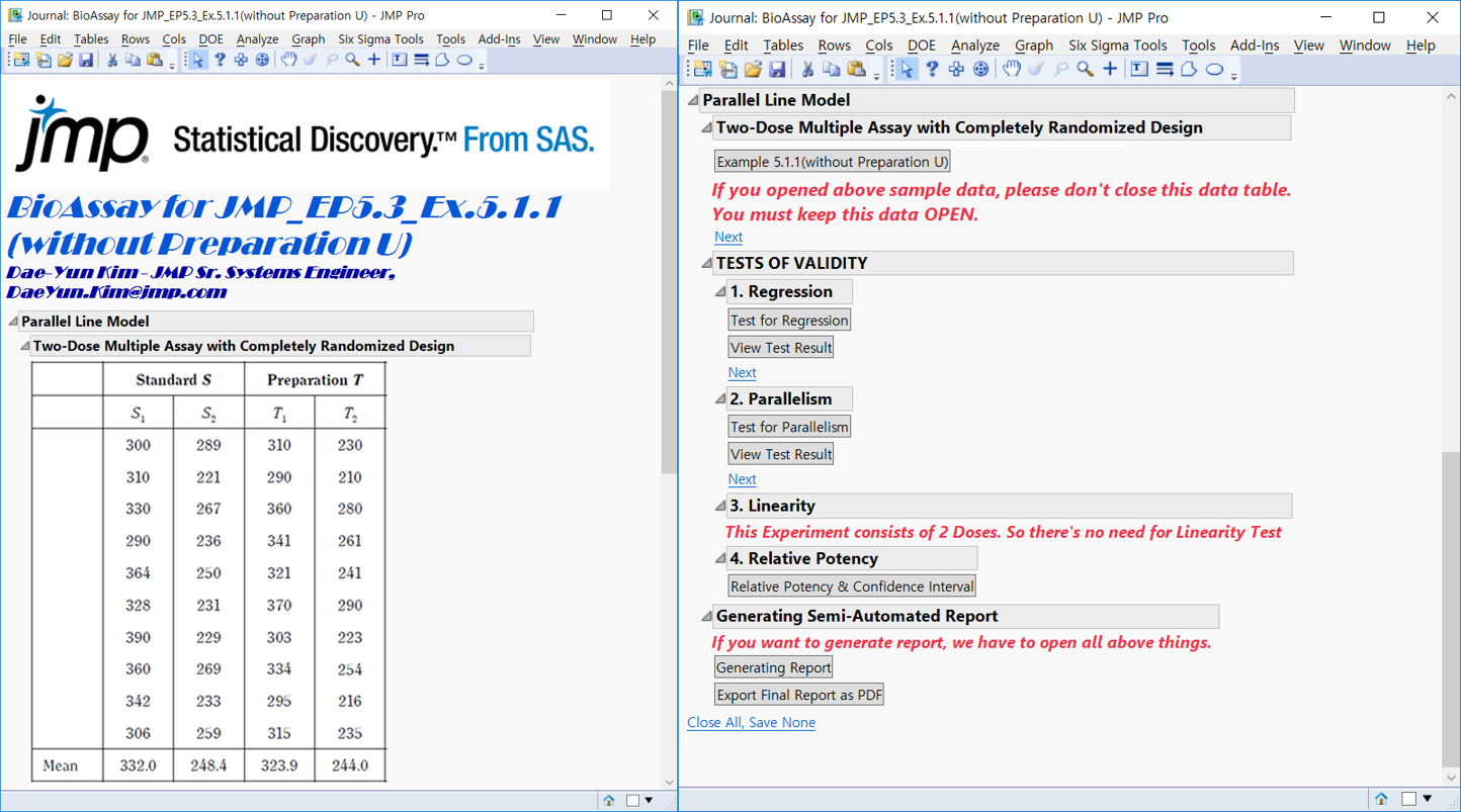 JSL을 활용한 PLA (Parallel Line Assays) 분석 자동화 - JMP User Community