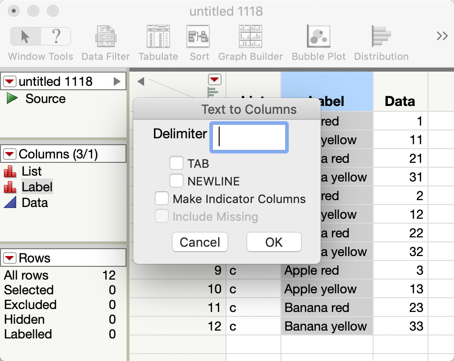 stack multiple series data with single label and keep original title ...