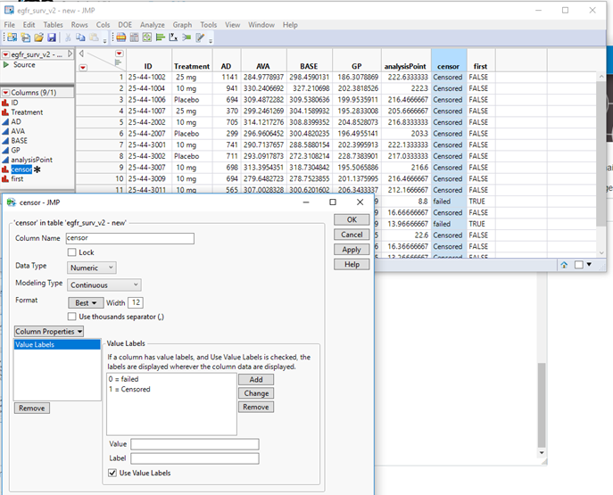 datatype of the JMP sample data Rats JMP User Community