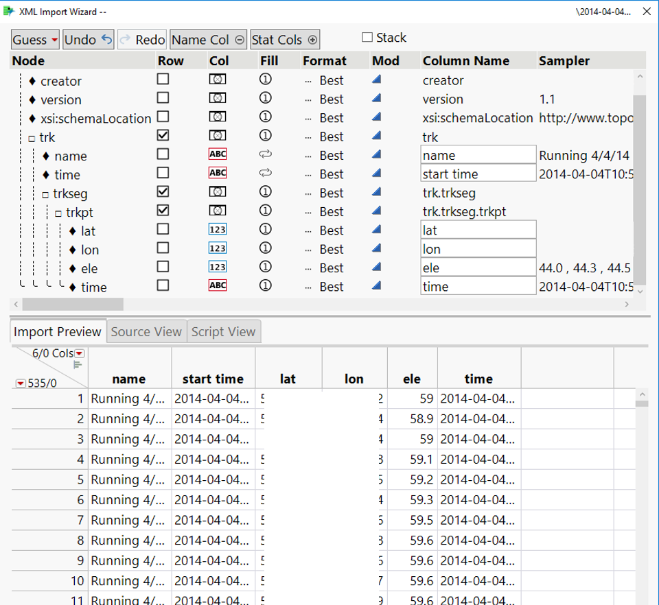 Importing 600 XML files using JMP.