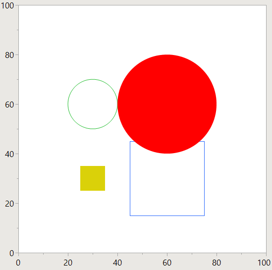 two squares, two circles, two outlined, two filled