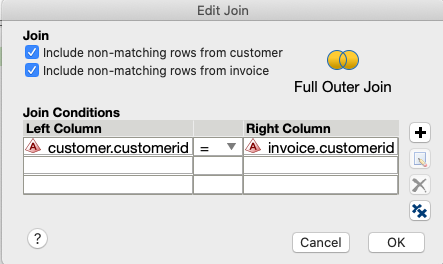 Full outer join edit join select non-matches from both table