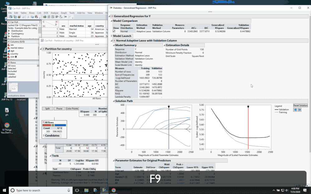 On Windows, F9 reveals all JMP windows.