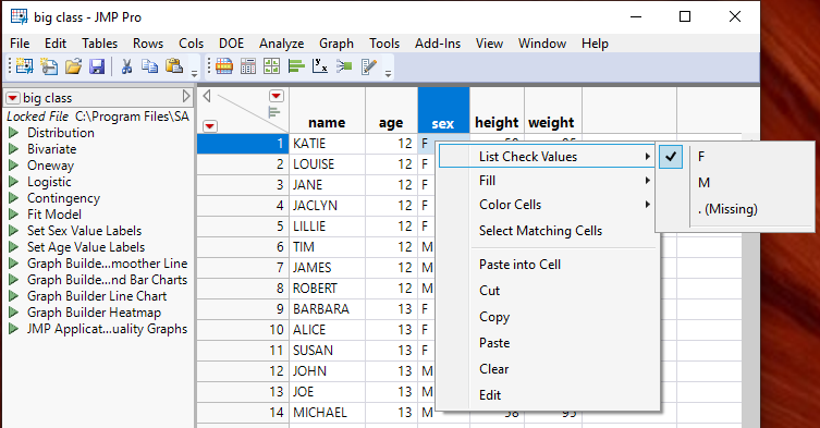 Solved: Column with a dropdown list - JMP User Community