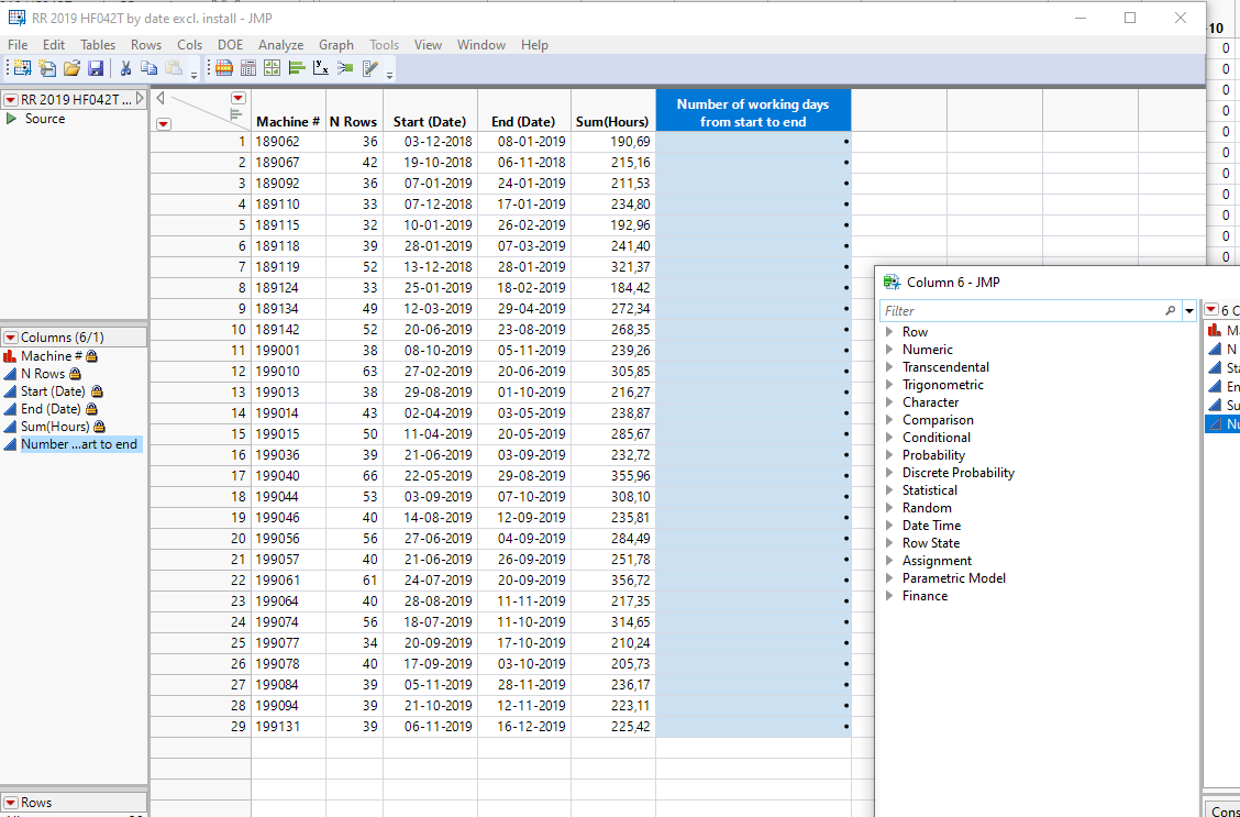 Solved How To Calculate Number Of Working Days Jmp User Community
