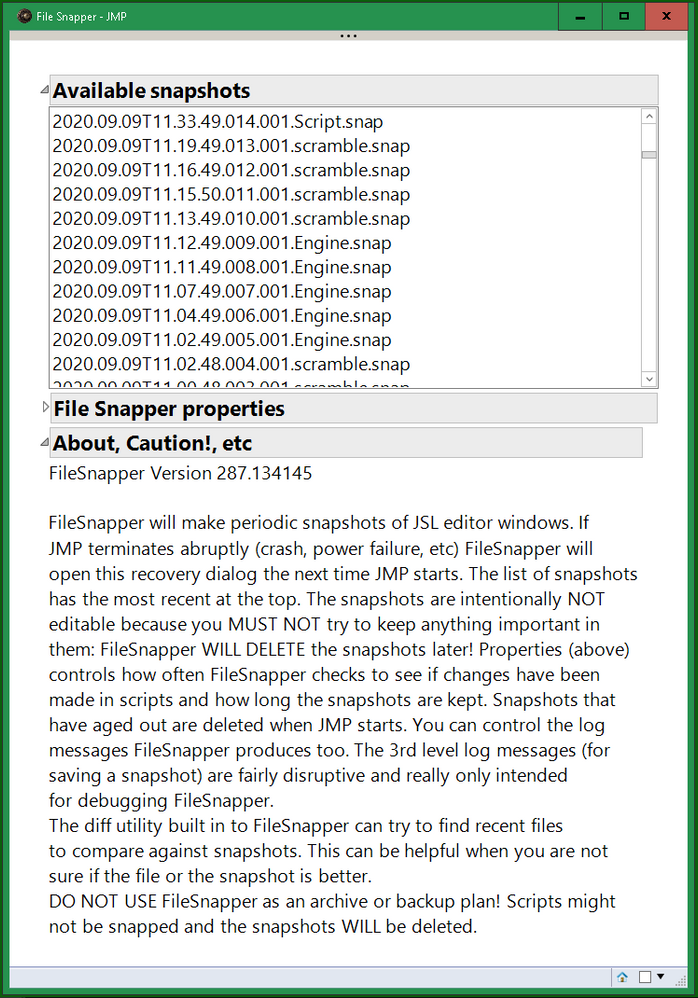 FileSnapper dialog