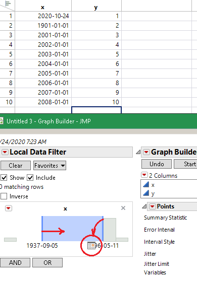 drag the two selector controls