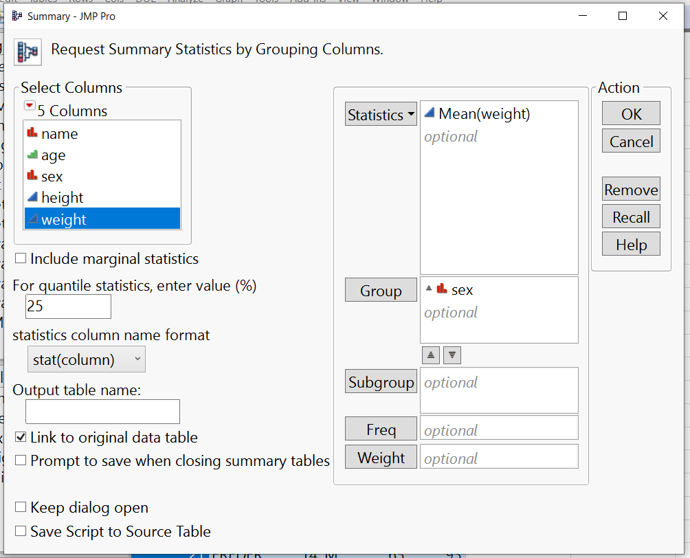 Virtually linked summary tables and stacked columns JMP User Community