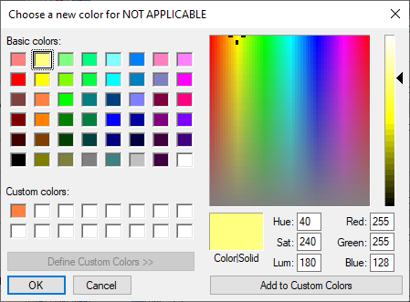 Overriding a theme color for the NOT APPLICABLE level.