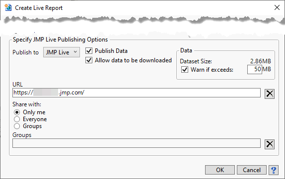 The Create Live Report dialog.
