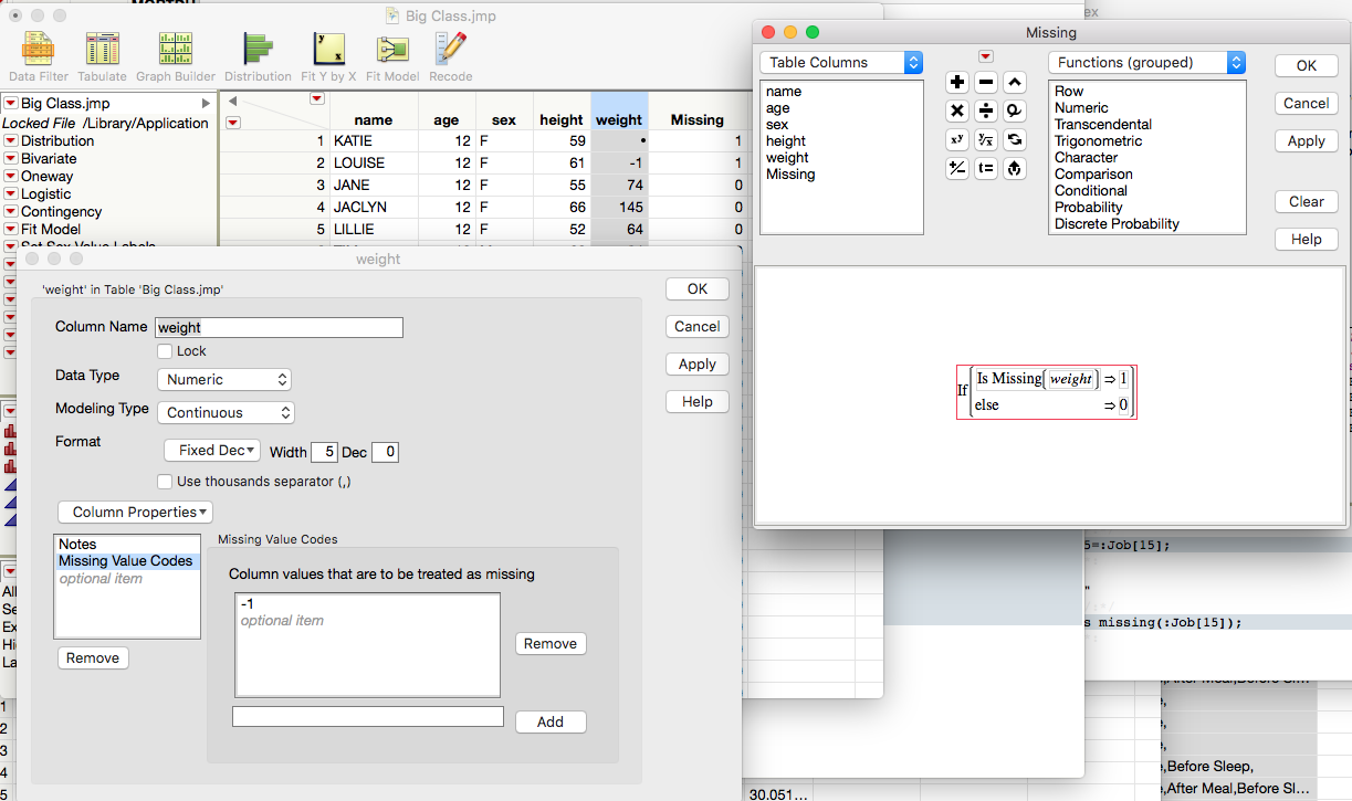 Solved: Missing value codes not working in functions? - JMP User Community