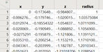 x.y.z data with redundant radius