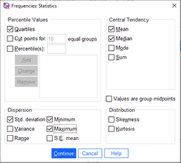 SPSS Frequencies Statistics Options