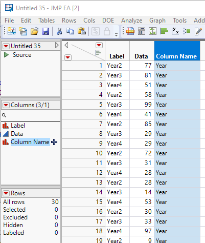 Transposing from WIDE to LONG and a formula question - JMP User Community