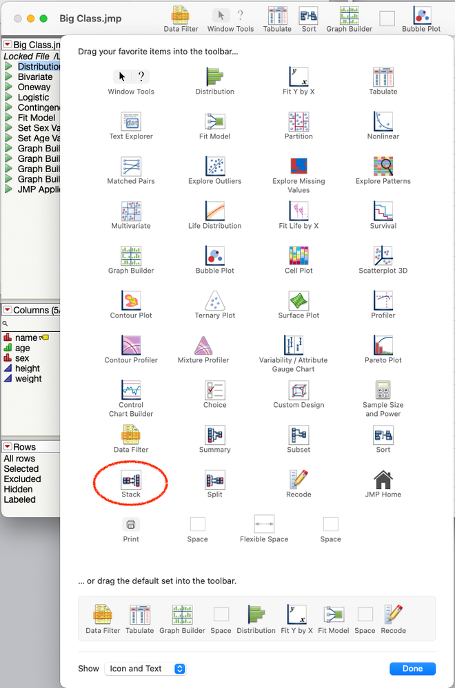 Toolbar customization in JMP 16