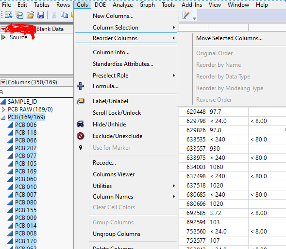 Reordering Column Not Working - JMP User Community