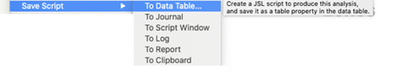 Figure 31A JMP: Saving a script to data table